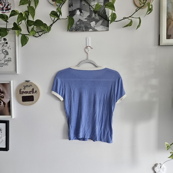 Vintage Style Blue Graphic Ringer Tee - Picture 4 of 7